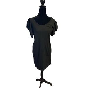 Z SUPPLY Black Puff Sleeve T-Shirt Dress Women’s M Cotton Casual Short Sleeve